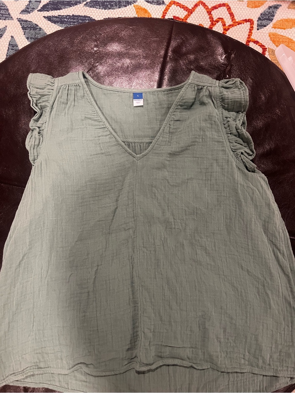 Old Navy Sage Green Ruffle Sleeve V-Neck Tank